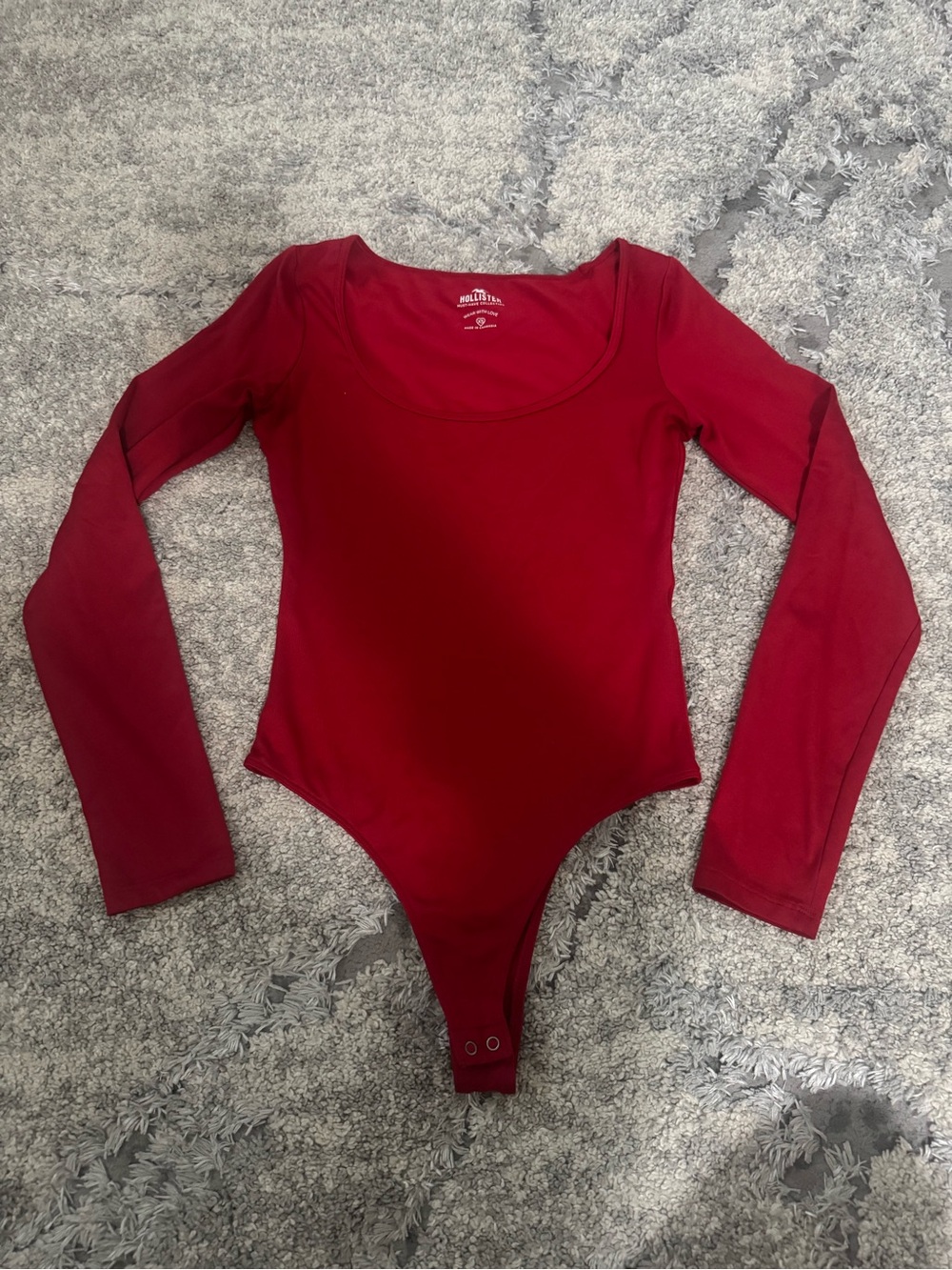 Hollister Girls' Long Sleeve Burgundy Scoop Neck Bodysuit